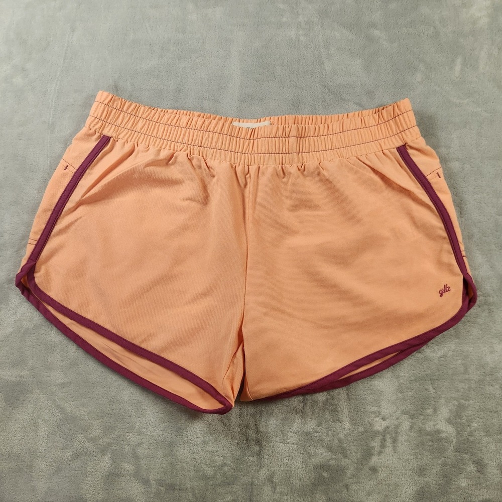 Gillz Shorts Athletic Stretch‎ Fishing Dolphin Women's M Elastic Waist Orange